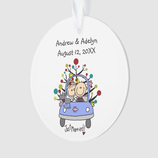 Strichmännchen Wedding Couple Cat Akrylornament Ornament (Vorderseite)