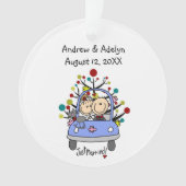 Strichmännchen Wedding Couple Cat Akrylornament Ornament (Vorderseite)