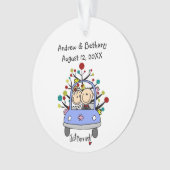 Strichmännchen Wedding Couple Cat Akrylornament Ornament (Vorderseite)