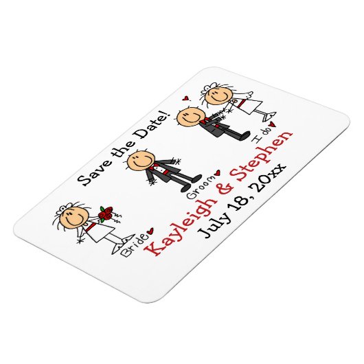Strichmännchen Wedding Premium Flexi Magnet (Linke Seite)