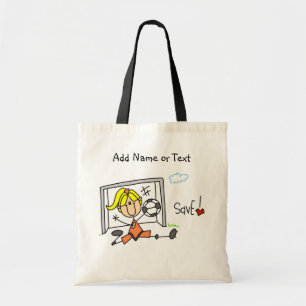 Strichmännchen-weibliche Fußballgoalie-Tasche Tragetasche