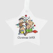 Strichmännchen Weihnachten Weihnachtsfeier Ornament (Rückseite)