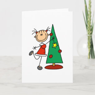 Strichmännchen-Weihnachtsbaum Feiertagskarte