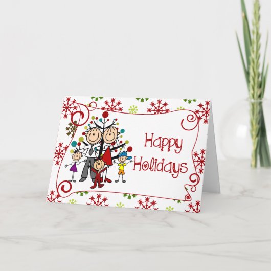 Strichmännchen Weihnachtsfeiertag Feiertagskarte (Vorderseite)