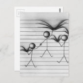 Strichmännchen Zeichn von "Hängen auf Linien" Postkarte (Vorne/Hinten)