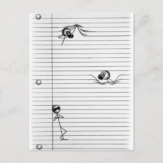 Strichmännchen Zeichn von Spies und Spy on Lines Postkarte (Vorderseite)