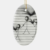 Strichmännchen-Zeichnen des Hängens an den Linien Keramikornament (Rechts)