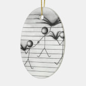 Strichmännchen-Zeichnen des Hängens an den Linien Keramikornament (Links)