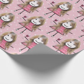 Strichmännchen zum Geburtstag Mädchen mit Wein Geschenkpapier (Ecke)