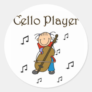 Strichmännchencello-Spieler-Aufkleber-Aufkleber Runder Aufkleber