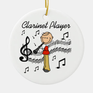 Strichmännchenmännliche Clarinet-Spieler-T-Shirts Keramikornament