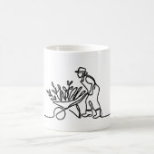Strichzeichnung eines Bauern oder Gärtners Kaffeetasse (Mittel)