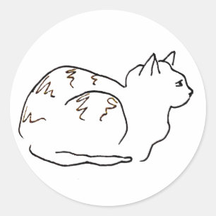Strichzeichnung gestreifte Katze Runder Aufkleber