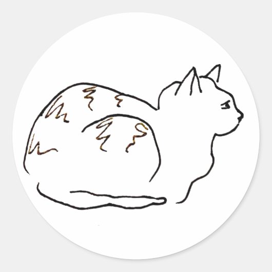 Strichzeichnung gestreifte Katze Runder Aufkleber (Vorderseite)