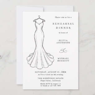 Strichzeichnung Minimalistische Hochzeitsprobe Abe Einladung