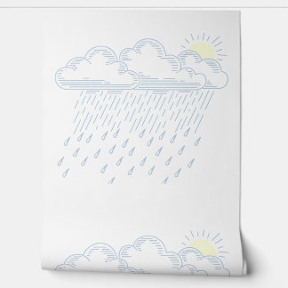 Strichzeichnung von Regen und Sonnenschein Tapete