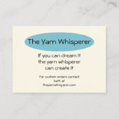 Strick aus Wollgarnen Visitenkarte (Rückseite)