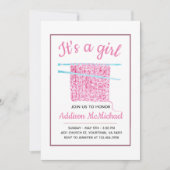 Strick Blanket Baby Girl Einladung (Vorderseite)