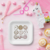 STRICK-DONUTS 7" Quadratische Papierplatten Pappteller (Party)