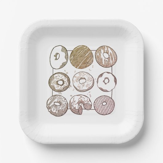STRICK-DONUTS 7" Quadratische Papierplatten Pappteller (Vorderseite)