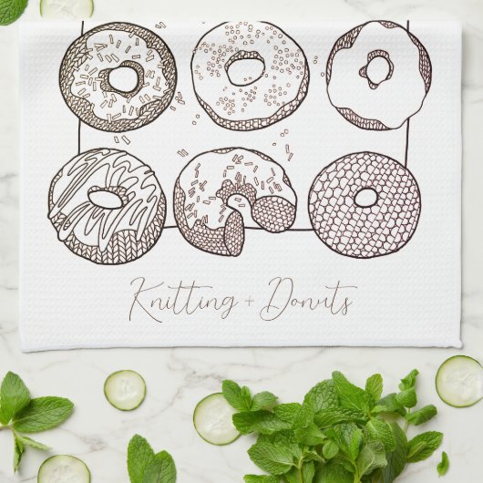 STRICK DOZEN DONUTS Küchenwäsche Handtuch + Text (Gefaltet)