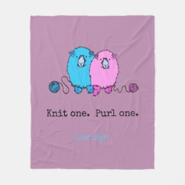 Strick eins Purl ein Rosa und blaues Schaf Persona Fleecedecke