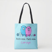Strick eins Purl eins. Fun flauschige Schafe perso Tasche (Vorderseite)