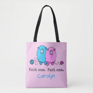 Strick eins Purl eins. Fun flauschige Schafe perso Tasche