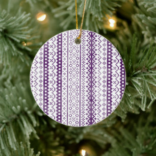 Strick Faded Fair Isle Watercolor Cabino lila Keramik Ornament