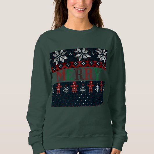 Strick Frohe Weihnachten Sweatshirt (Vorderseite)