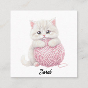 Strick-Geschäftskarte   Kitten-Yarn-Spielzeit Quadratische Visitenkarte