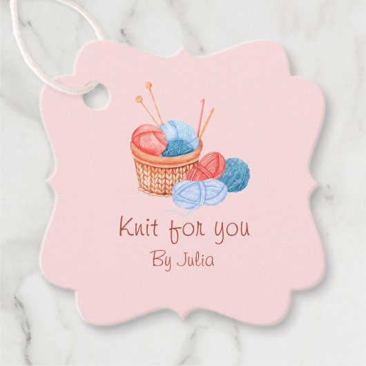 Strick Handmade Hang Tag | Pink Geschenkanhänger (Vorderseite)