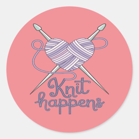 Strick Happens Funny Knitter Garne Lover Design Runder Aufkleber (Vorderseite)