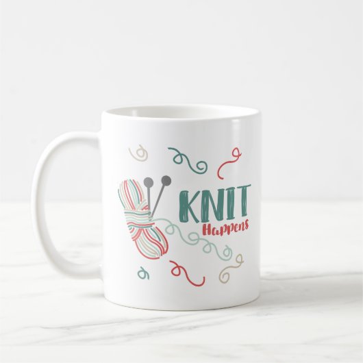 Strick Happens Mehrfarbige Garne Funny Knitters Kaffeetasse (Links)