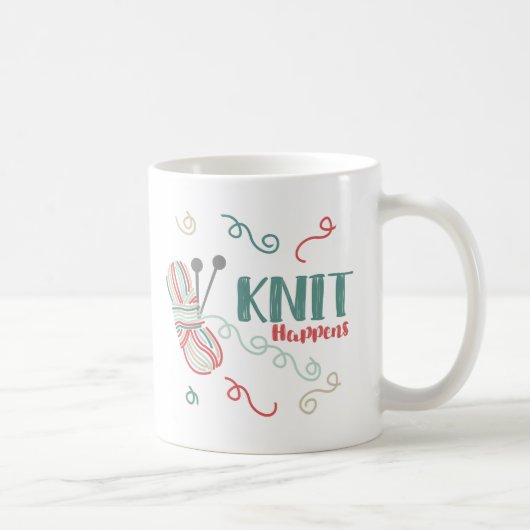 Strick Happens Mehrfarbige Garne Funny Knitters Kaffeetasse (Rechts)