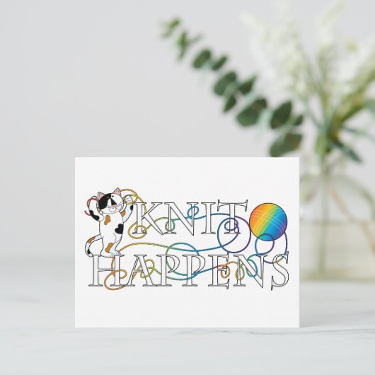 Strick Happens Postkarte (Stehend Vorderseite)