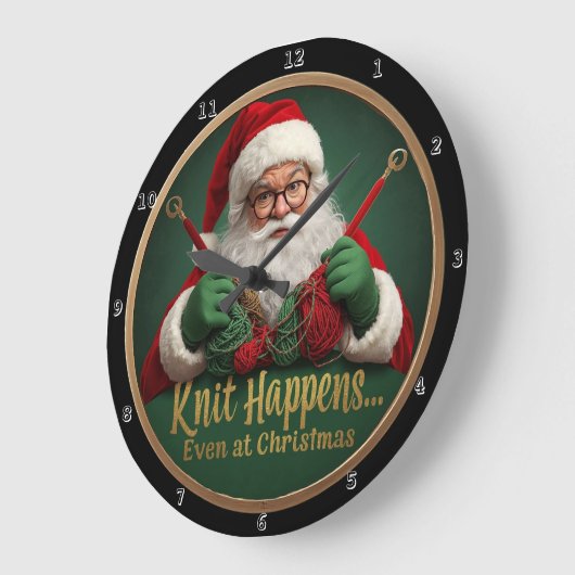 Strick Happens Santa Große Wanduhr (Winkel)