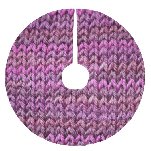 Strick Harmonie: Lila Streifen Textur Polyester Weihnachtsbaumdecke (Vorderseite)