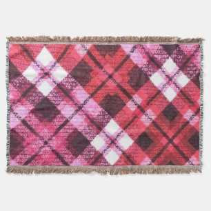 Strick Kariert Tartan Karo Rosa Weißes Weinmuster Decke