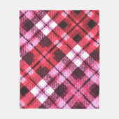 Strick Kariert Tartan Karo Rosa Weißes Weinmuster Fleecedecke (Vorderseite)
