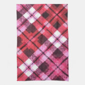 Strick Kariert Tartan Karo Rosa Weißes Weinmuster Geschirrtuch (Vertikal)