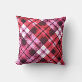 Strick Kariert Tartan Karo Rosa Weißes Weinmuster Kissen