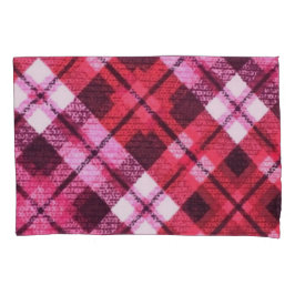 Strick Kariert Tartan Karo Rosa Weißes Weinmuster Kissenbezug