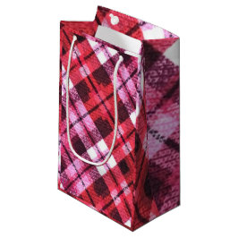 Strick Kariert Tartan Karo Rosa Weißes Weinmuster Kleine Geschenktüte