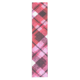 Strick Kariert Tartan Karo Rosa Weißes Weinmuster Kurzer Tischläufer