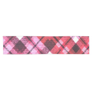 Strick Kariert Tartan Karo Rosa Weißes Weinmuster Kurzer Tischläufer