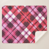 Strick Kariert Tartan Karo Rosa Weißes Weinmuster Sherpadecke (Vorderseite (Horizontal))