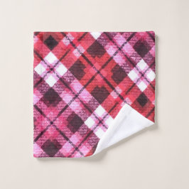 Strick Kariert Tartan Karo Rosa Weißes Weinmuster Waschlappen