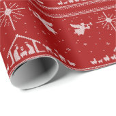 Strick Krippe Christlich Weihnachten Rot Weiß Geschenkpapier (Rolleneckpunkt)