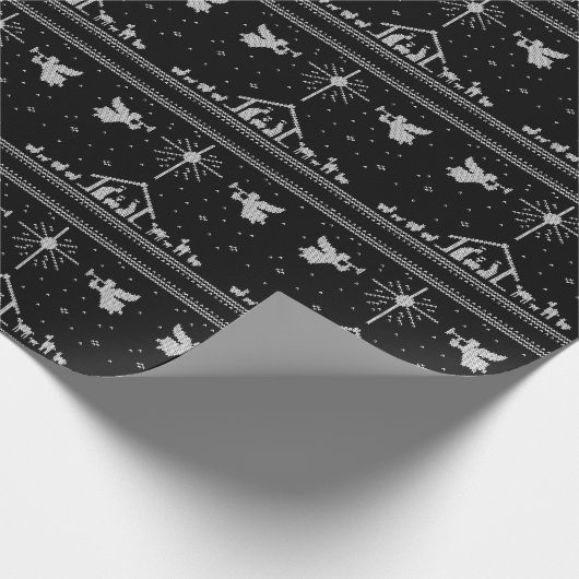 Strick Krippe Christlich Weihnachten Rot Weiß Geschenkpapier (Ecke)